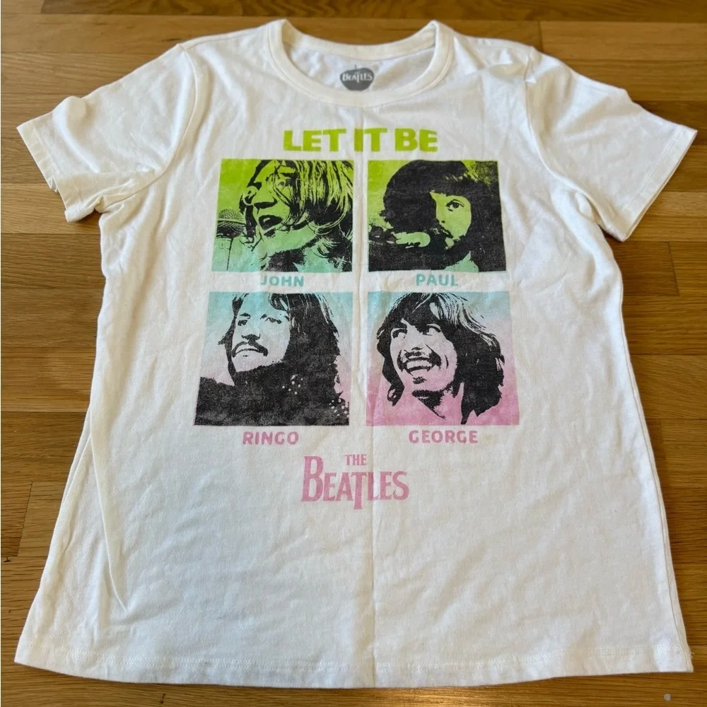 The Beatles White Let It Be Short Sleeve Tee - Picture 1 of 4